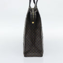 CELINE Macadam Canvas Tote Bag PVC Leather Black Gold Auth 193112-4