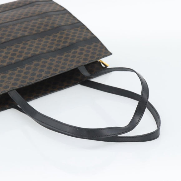 CELINE Macadam Canvas Tote Bag PVC Leather Black Gold Auth 193112