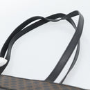 CELINE Macadam Canvas Tote Bag PVC Leather Black Gold Auth 193112-14
