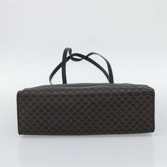 CELINE Macadam Canvas Tote Bag PVC Leather Black Gold Auth 193112
