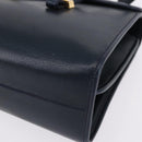 Christian Dior Hand Bag Leather Navy Gold Auth 193114-11