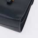 Christian Dior Hand Bag Leather Navy Gold Auth 193114-13