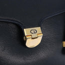 Christian Dior Hand Bag Leather Navy Gold Auth 193114-14