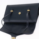 Christian Dior Hand Bag Leather Navy Gold Auth 193114-15