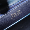 Christian Dior Hand Bag Leather Navy Gold Auth 193114-16