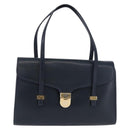 Christian Dior Hand Bag Leather Navy Gold Auth 193114-2