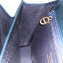 Christian Dior Hand Bag Leather Navy Gold Auth 193114-21