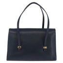 Christian Dior Hand Bag Leather Navy Gold Auth 193114-3