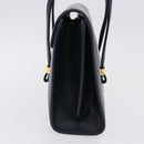 Christian Dior Hand Bag Leather Navy Gold Auth 193114-4