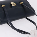 Christian Dior Hand Bag Leather Navy Gold Auth 193114-6