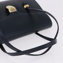 Christian Dior Hand Bag Leather Navy Gold Auth 193114-7