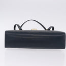 Christian Dior Hand Bag Leather Navy Gold Auth 193114-9