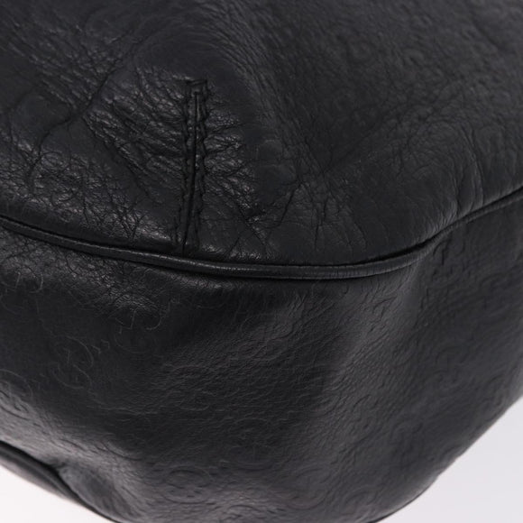 GUCCI GG Canvas Guccissima Shoulder Bag Leather Black Gold 233604 Auth 193115V