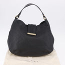 GUCCI GG Canvas Guccissima Shoulder Bag Leather Black Gold 233604 Auth 193115V-12