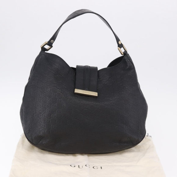 GUCCI GG Canvas Guccissima Shoulder Bag Leather Black Gold 233604 Auth 193115V