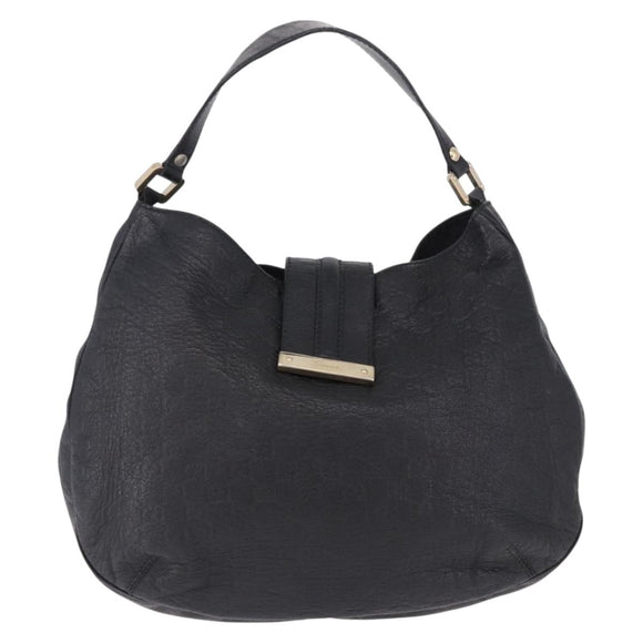 GUCCI GG Canvas Guccissima Shoulder Bag Leather Black Gold 233604 Auth 193115V