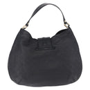 GUCCI GG Canvas Guccissima Shoulder Bag Leather Black Gold 233604 Auth 193115V-2