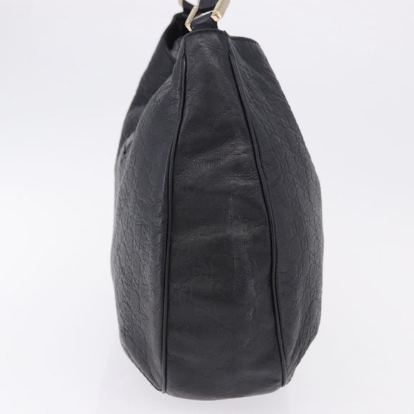 GUCCI GG Canvas Guccissima Shoulder Bag Leather Black Gold 233604 Auth 193115V