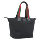 GUCCI GG Canvas Web Sherry Line Tote Bag Nylon Black 131231 Auth 193124A-1