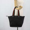 GUCCI GG Canvas Web Sherry Line Tote Bag Nylon Black 131231 Auth 193124A-22
