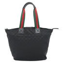 GUCCI GG Canvas Web Sherry Line Tote Bag Nylon Black 131231 Auth 193124A-2