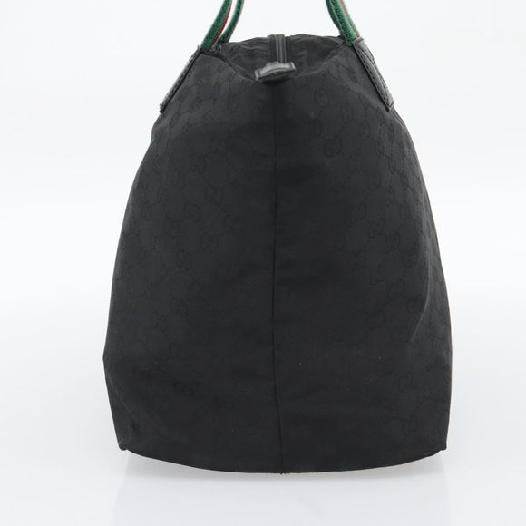 GUCCI GG Canvas Web Sherry Line Tote Bag Nylon Black 131231 Auth 193124A