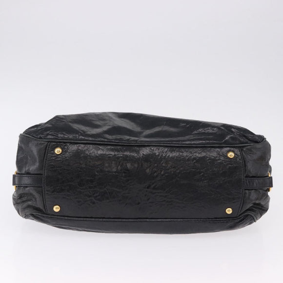 Miu Miu Tote Bag Leather 2way Black Gold Auth 193125V