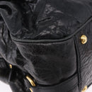 Miu Miu Tote Bag Leather 2way Black Gold Auth 193125V-9