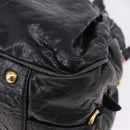 Miu Miu Tote Bag Leather 2way Black Gold Auth 193125V-16