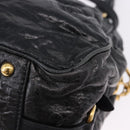 Miu Miu Tote Bag Leather 2way Black Gold Auth 193125V-18