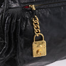 Miu Miu Tote Bag Leather 2way Black Gold Auth 193125V-19