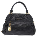 Miu Miu Tote Bag Leather 2way Black Gold Auth 193125V-13