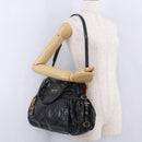 Miu Miu Tote Bag Leather 2way Black Gold Auth 193125V-26