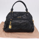 Miu Miu Tote Bag Leather 2way Black Gold Auth 193125V-12