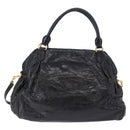 Miu Miu Tote Bag Leather 2way Black Gold Auth 193125V-2