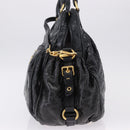 Miu Miu Tote Bag Leather 2way Black Gold Auth 193125V-3