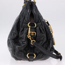 Miu Miu Tote Bag Leather 2way Black Gold Auth 193125V-4