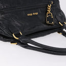 Miu Miu Tote Bag Leather 2way Black Gold Auth 193125V-6