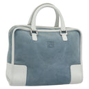LOEWE Amazona 30 Hand Bag Suede Light Blue Silver Auth 193126V-1