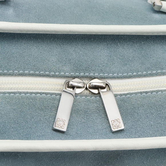 LOEWE Amazona 30 Hand Bag Suede Light Blue Silver Auth 193126V