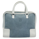 LOEWE Amazona 30 Hand Bag Suede Light Blue Silver Auth 193126V-13