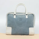 LOEWE Amazona 30 Hand Bag Suede Light Blue Silver Auth 193126V-12