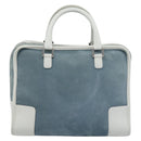 LOEWE Amazona 30 Hand Bag Suede Light Blue Silver Auth 193126V-2