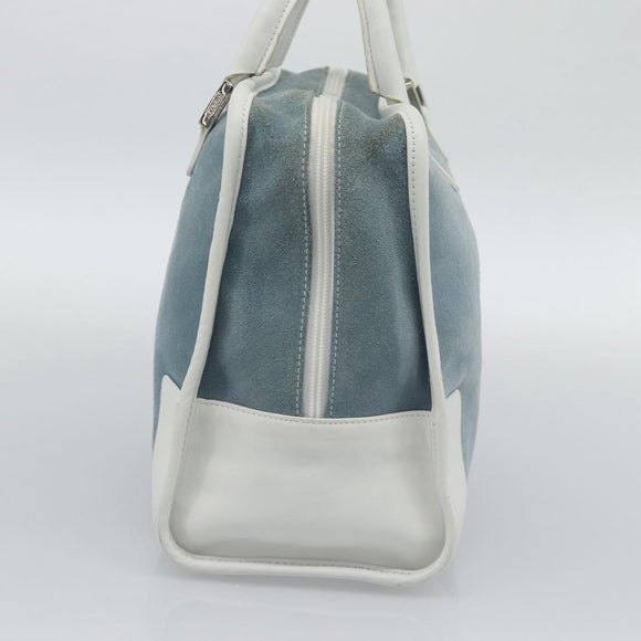 LOEWE Amazona 30 Hand Bag Suede Light Blue Silver Auth 193126V