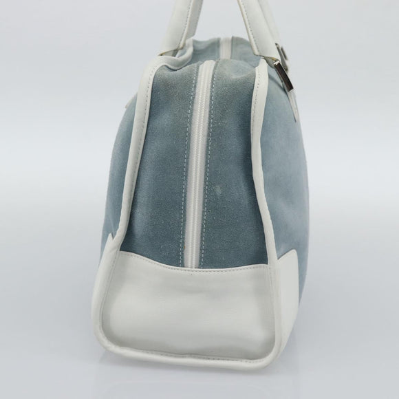 LOEWE Amazona 30 Hand Bag Suede Light Blue Silver Auth 193126V
