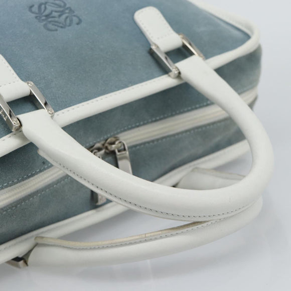 LOEWE Amazona 30 Hand Bag Suede Light Blue Silver Auth 193126V