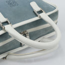 LOEWE Amazona 30 Hand Bag Suede Light Blue Silver Auth 193126V-7
