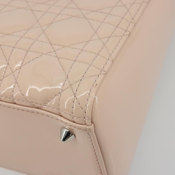 Christian Dior Lady Dior Canage Large Bag Patent leather 2way Pink Auth 193127