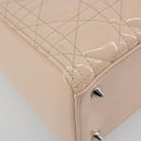 Christian Dior Lady Dior Canage Large Bag Patent leather 2way Pink Auth 193127-13