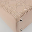 Christian Dior Lady Dior Canage Large Bag Patent leather 2way Pink Auth 193127-15